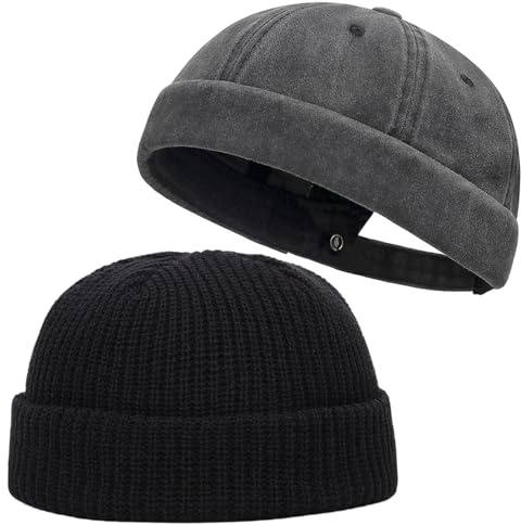 MmotZsb Docker Cap Herren, Fischermütze Herren, 2er Pack Schwarz, Bequeme Alltagsmützen, Leichtes Material, 24 x 17 x 11 cm
