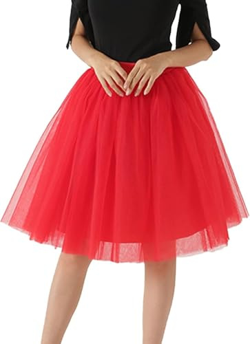 Tüllrock Damen 4-Layers 50Er Rock Retro Ballet Tanzrock Tüll Ballett Tütü Rockabilly Petticoat Unterrock Tanzkleid Ballkleid Abendkleid Gelegenheit Zubehör Karneval Kostüm Tutu Cosplay, S-XXL