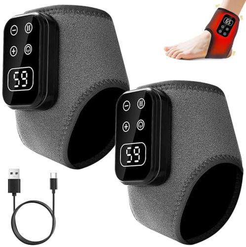 2PCS 3 in 1 Foot Massager, Heat Feet Massager with 3 Massage Modes, Portable Cordless Therapy Foot Massagers for Pain and Circulation, 5-Speed & 5-Temperature