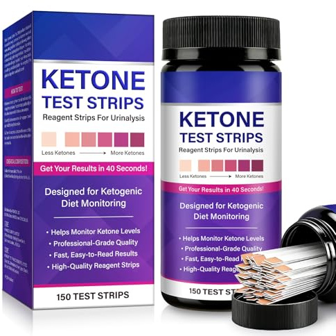 Keton Urin-Teststreifen für Selbstprüfung,Ergebnisse in 40Sekunden,Einfache Urin-Teststreifen mit Farbtabel,Urinalyse-Test für Ketose auf ketogenen und kohlenhydratarmen Diäten,Tube für Zuhause,Reisen
