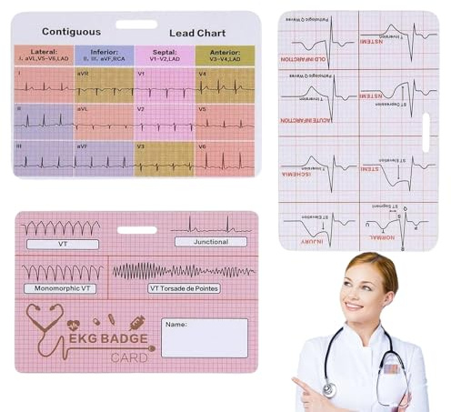 De Ekg - Cartes d'écg d'infirmière 3 pièces, accès rapide au laboratoire cardiaque, outil de télémétrie | Travail d'urgence portable Rn Paire
