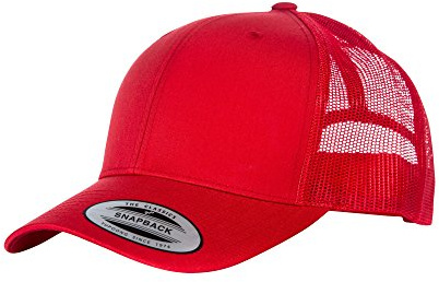 Flexfit Unisex Retro Trucker Cap, Klassische Trucker Cap mit Mesh-Rückseite, one Size, red