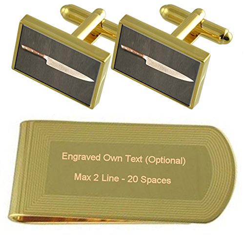 Select Gifts Kochmesser Gold-Manschettenknöpfe Geldscheinklammer Gravur Geschenkset