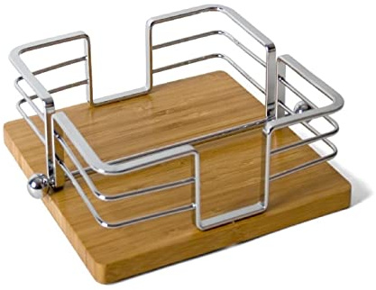 Gerimport Servilletero metálico con Base de Madera