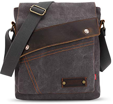 FANDARE Vintage Messenger Bag Umhängetasche Schultertasche Laptoprucksäcke Tasche Crossbody Bag Kuriertasche Frauen Herren Segeltuch Braun
