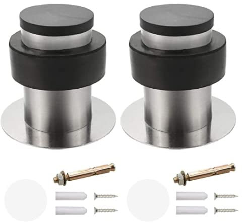 YEYIT 2 st dörrstoppare, dörrhållare, vägg- och golvmonterat dörrstopp med gummiljudsdämpande stötfångare, självhäftande och borrande dörrstopp i rostfritt stål med skruvar