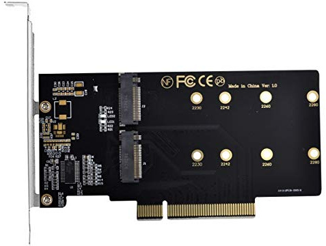 Cablecc Adaptateur double NVME M.2 AHCI vers PCIE Express 3.0 Gen3 X8 X16 Raid0 Card VROC Raid0