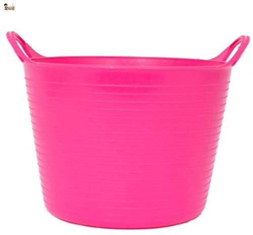 BricoLoco - Cestino per svezzamento, con manici, flessibile, per biancheria, mangime per cani, vasi, giocattoli, vasca per animali domestici, legna, 9,5 x 7 cm, colore: rosa