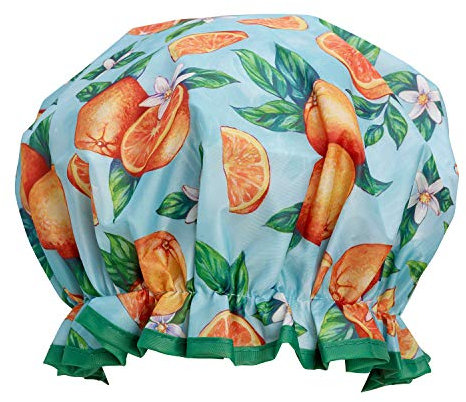 Bodylife Shower Cap Reusable Bath Cap Double Layered Waterproof Tutti Frutti Orange 27cm