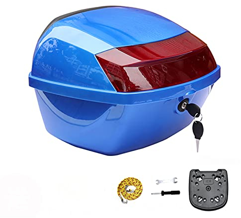 ASDQWER Helmkoffer Motorradkoffer,Motorrad Top Case,Motorrad-Heckbox, Motorrad-Schwanzkasten-Dauerhafter Bauchmuskeln Mit Reflektoren Rückenlehne Beinhaltet Sperre Zwei Schlüssel,Blau