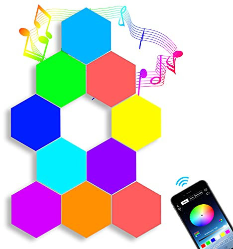 Irishom RGB Hexagon LED Licht Sechseck Wandleuchte mit APP Steuerung, Musiksynchronisation Farbwechsel für Zuhause Flur Büro Hotel Bar Festliches Geschenk