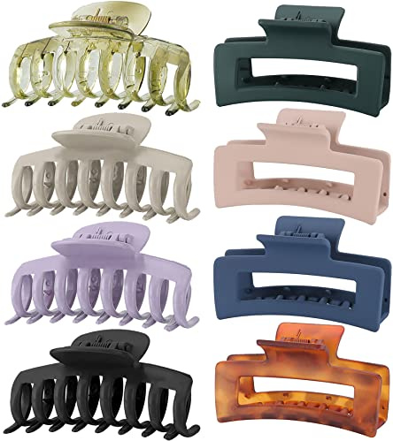 Lolalet 8 Stück Große Haarklammer Haarspangen Hair Claw Clips -Muster B | 8cm Haarspangen für dickes Haar Rutschfestes Haar Jaw Clips Haarstyling-Zubehör für Frauen Mädchen