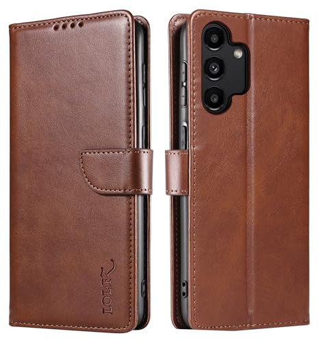 LOLFZ Wallet Case for Samsung Galaxy A04S Samsung Galaxy A13 4G/5G, Vintage Leather Book Case with Card Holder Kickstand Magnetic Closure Flip Case Cover for Samsung Galaxy A13 / A04S - Coffee Brown