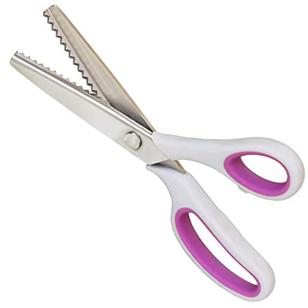 NEJLSD Zackenschere für Stoff, ultra-scharfe Komfortgriffe, Schneiderei, Zickzackschere, Nähschere, professionelle Handarbeit, Schneiderei, Grau
