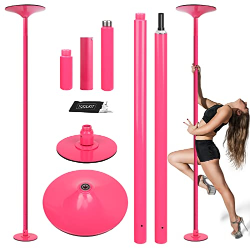 PRIOR FITNESS Tanzstange 45mm verchromte - Höhenverstellbar 2,23-2,7m | 2 Modi: Drehend/Statisch | 200 kg Tragfähigkeit | Ohne Bohren für Fitnessstudios, Club & Party