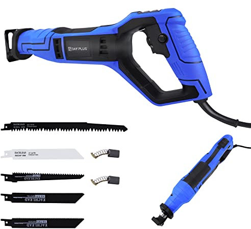 900W Reciprocating Saw Corded Wood Saw Electric Compact Recip Saw, 2800RPM Variable Speed Sabre Saw, 28cm Stroke Length, 5 Saw Blades Wood/Metal/PVC Pile Cutting Electric Saw w/Tool-Free Blade Change