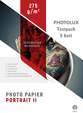 Photolux Sample Pack/Testpack A4-5 Blatt Fotopapier (Portrait II, Raster, Satin 275 GSM)