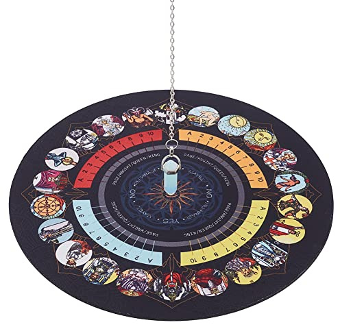 CRASPIRE Tablero de Péndulo Adivinación de Radiestesia con Péndulo de Opalita, Almohadilla de Goma para Cartas de Tarot de Altar, Tablero de Mensajes Metafísicos de Adivinación de Radiestesia