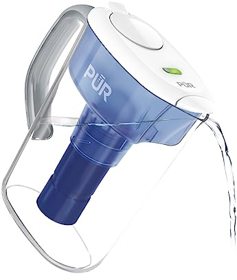 PUR 7-Cup Water Filter Pitcher with 1 Genuine PUR Filter, 3-in-1 Powerful Filtration, BPA Free, Dishwasher Safe, White, PPT710WA
