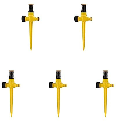5 Stück 360° Garten Rasensprinkler, 1/2 Zoll Wasserschlauch Anschluss Rasensprenger Multifunktionaler Gartensprinkler für Garten, Rasen, Pflanzen