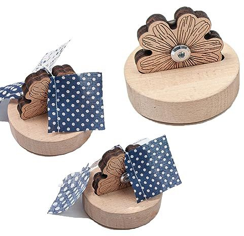 zalati Threads Cutter Yarns Pieces Cutting Holder Quilters Cutting Stand Wood with Flowers Pattern for Sewing