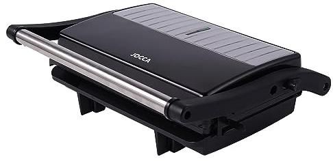 JOCCA - Panini Grill 2 Fette/Apertura 180º/Antiaderente/Potenza 1000 W/Paniniera, Grill, Griglia, Piastra Elettrica/Manico Cool Touch/Luci di accensione (Nero)