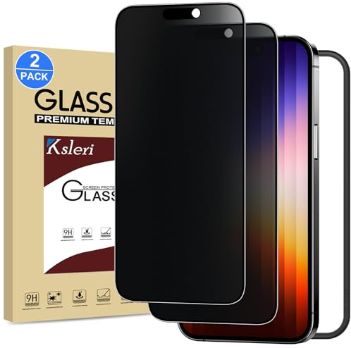 Ksleri 2 Stück Sichtschutz Matt für iPhone 14 Pro Max 6,7 Zoll | 9H Mattes Schutzglas Sichtschutzfolie, 25° Blickschutz, Anti-Fingerabdrücke & Anti-Reflex, Einfache Installationshilfe