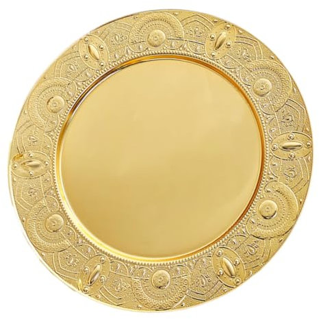 Cake plate-European Style Fruit Plate Dessert Dish Key Bowl Ring Holder Snacks Plate Candy Dish Jewelry Storage Tray Round Dinner Chargers Candy Plate Paper Cup Biscuit Wrought Iron ( Color : Gold , S