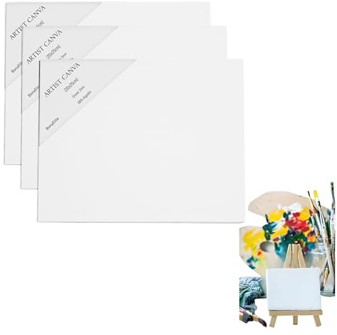 Bony Elite QUALITY PRODUCTS & THE BEST RATE Packung mit 3 weißen Leinwänden aus 100 % Baumwolle, zum Malen von Ölbildern, Acrylbildern, Leinwand, 20 x 25 cm, 3 mm Dicke, geeignet für Profis und