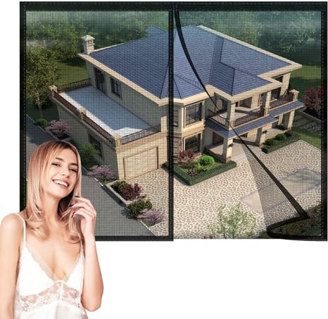 Magnet Fliegengitter Fenster 110x245cm Netz Vorhang für Holz,Eisen,Aluminium Türen und Balkon Einfache Installation Schwarz