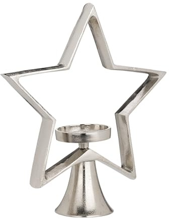 EGLO LIVING Deko Stern Mukayle, stehender Weihnachtsstern mit Kerzenhalter | Weihnachtsdeko Fensterbank, Tischdeko Weihnachten für Stumpenkerzen, Metall in Silber, 31 x 34 cm