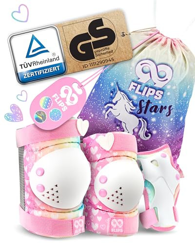 99FLIPS Schoner Inliner Kinder Knieschoner Kinder - Inliner Schoner Set - Protektoren - Knie und Ellenbogenschützer - Größe S/M PINK - Knieschützer Skateboard, Scooter, Rollschuhe