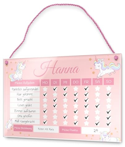 Belohnungstafel personalisiert mit Namen - Tagesplaner Kinder Routine für Jungen & Mädchen - Belohnungssystem & Aufgabenplaner Abendroutine Morgenroutine Haushalt - To do Liste o. Haushaltsplan