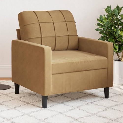 Willood Sessel Relaxsessel Sofa für Wohnzimmer, Loungesessel Polstersessel Metallgestell, Fernsehsessel Ruhesessel Clubsessel Braun 60 cm Samt