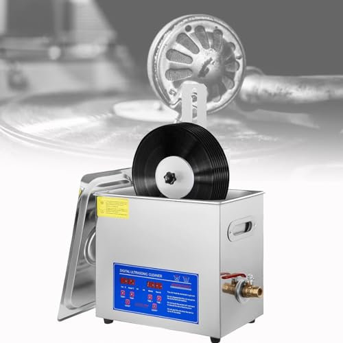 Spdazzleburst Ultrasonic Vinyl Record Cleaner, 6L Ultrasonic Vinyl Records Cleaning Machine, Adjustable Temperature, Portable Digital Control Ultrasonic Cleaner