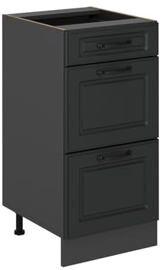 Vicco Küchenunterschrank R-Line, Anthrazit Landhaus, 40 cm | MDF-Front · Ohne Arbeitsplatte · Höhenverstellbare Füße · Metallgriffe · ✓ Frei kombinierbar