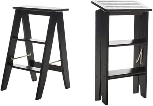 SJFJJKD Indoor-Kletterhocker, klappbarer tragbarer Leiter-Tritthocker, vollständiger Holz-Klapphocker für Erwachsene, Heim- und Küchen-Kletterhocker, multifunktionaler Klapphocker, einfacher moderner