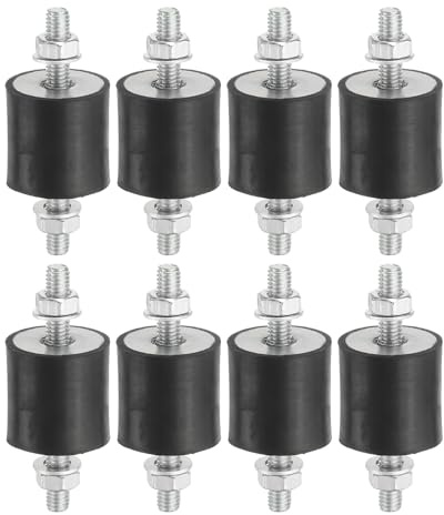 PATIKIL 8 Stück M6 Gummipuffer Stoßdämpfer, 25 x 25mm VV Stoßdämpfer mit Schrauben, Schwingungsdämpfer Anti Vibration, Gummi Isolator Halterungen Für Luftkompressoren Benzinmotoren
