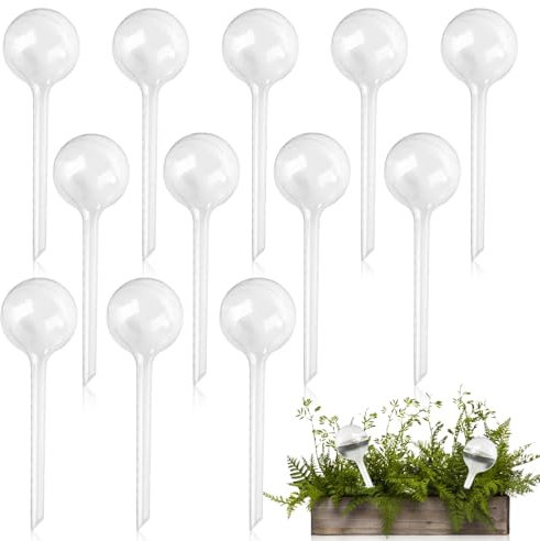 Aoreun 12 Pezzi Globi per Irrigazione di Piante, 13x5cm Sfere per Irrigazione Dispositivi di Irrigazione per Piante da Interno ed Esterno, Sistema di Irrigazione in PVC Autoirrigazione, Trasparente
