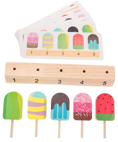 SUPVOX Toy Lollipop Wooden Pretend Food for Play Kitchen Ice Cream Dessert Counting Plaything Boys and Girls Funny Game Toys