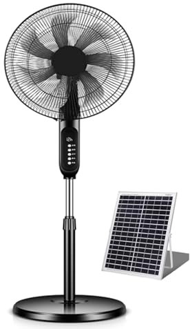 Ventilador De Pie Oscilante Solar, Ventilador Móvil Recargable, Ventilador De Piso con Panel Solar, Diseño De Aspas De Bajo Ruido para Dormitorio, Oficina Y Exterior