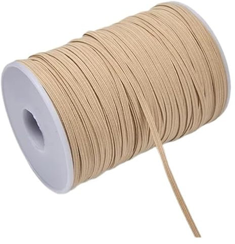 Banda elástica de goma de colores de 3 mm y 6 mm for coser, cinta elástica de licra, adorno for tela, accesorios de bricolaje for prendas de vestir, elástica for coser.(Khaki,6mm 100yards)
