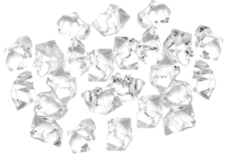 Vxcvzv 200pcs Reusable Plastic Ice Cubes Vase Fillers,11x14mm/0.43x0.55in Plastic Glass Beads for Home Decor Party Weddings Photography Accessories (Clear)