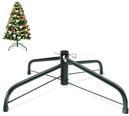 Christmas Tree Stand 40/50/60 cm - Folding Tree Stand for Artificial Christmas Trees up to 5ft-8ft - Foldable Xmas Tree with 2.2-3.2 cm Drill Hole - Green Christmas Tree Holder