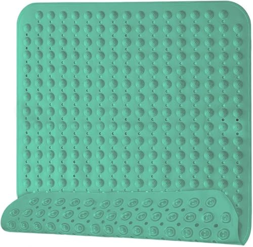 Tappetino da doccia antiscivolo, 48 x 48 cm, antiscivolo, con ventose, quadrato, lavabile in lavatrice, per doccia e vasca da bagno, colore: verde