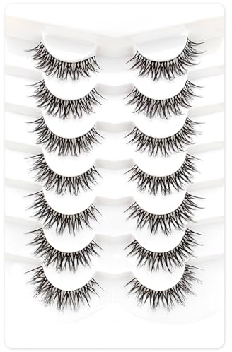 Lot de 7 paires de faux cils transparents - Œil de chat - Extensions de cils artificiels naturels - Aspect naturel - Réutilisables - Légers - Faux cils (6053)