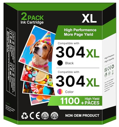 Glliter 304 XL 304XL Cartucce per HP 304 Nero d'inchiostro Rigenerato 304 Nero e Colore Compatibile per HP Deskjet 3762 3760 3700 3750 2630 3720 2600 Envy 5030 5010 5000 5032(nero e colore)