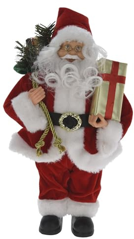 Well Home Figura de Papá Noel de Pie con Regalo 20x10x30cm