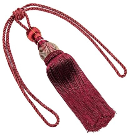 Fermacurtaini con nappine Nappe for tende senza foratura, fermatende con nappa in filo d'oro, senza installazione, sfera for appendere Nappa(Red)