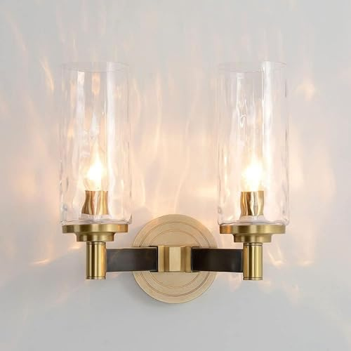 HLTYGWX Lampade da Parete Applique Applique da Parete in Metallo Ottone con Paralume in Vetro martellato, lampade per Montaggio a Parete Vanity Lampade per testiera Apparecchi di Illuminazione per